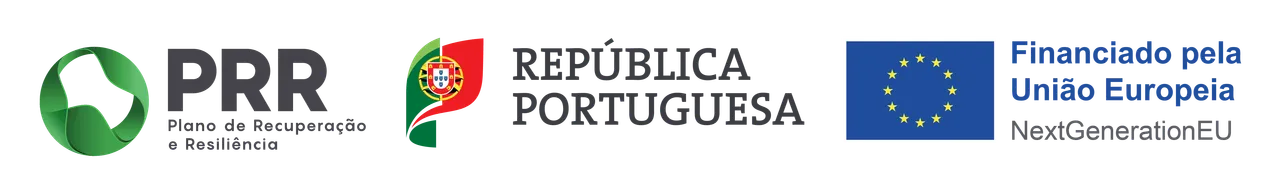 Barra de financiamento oficial: PRR — Plano de Recuperação e Resiliência, República Portuguesa, e Financiado pela União Europeia — NextGenerationEU.
